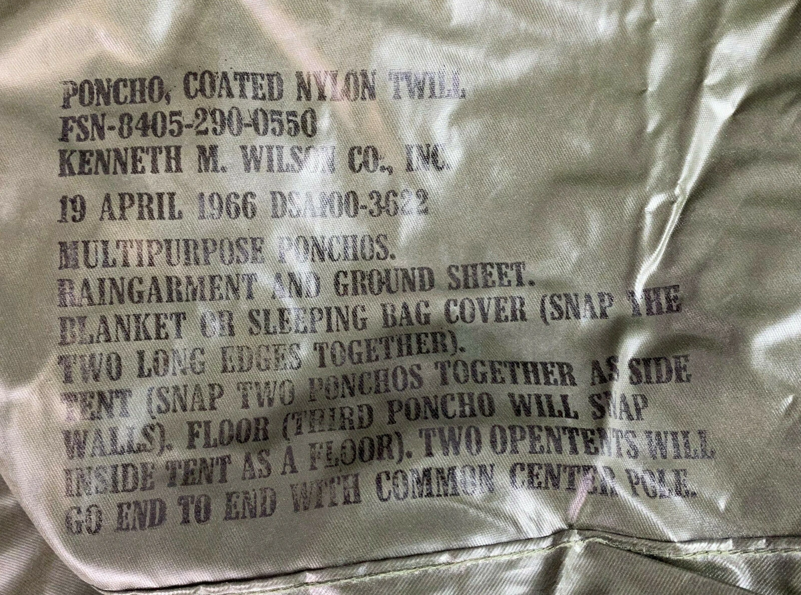 Poncho, USGI, Coated Nylon Twill (Heavy) - Image 2