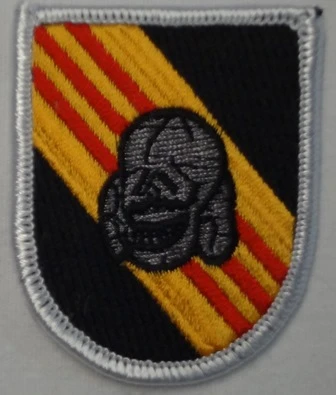 5th Special Forces Beret Flash, Merrowed with Skull. - Image 1