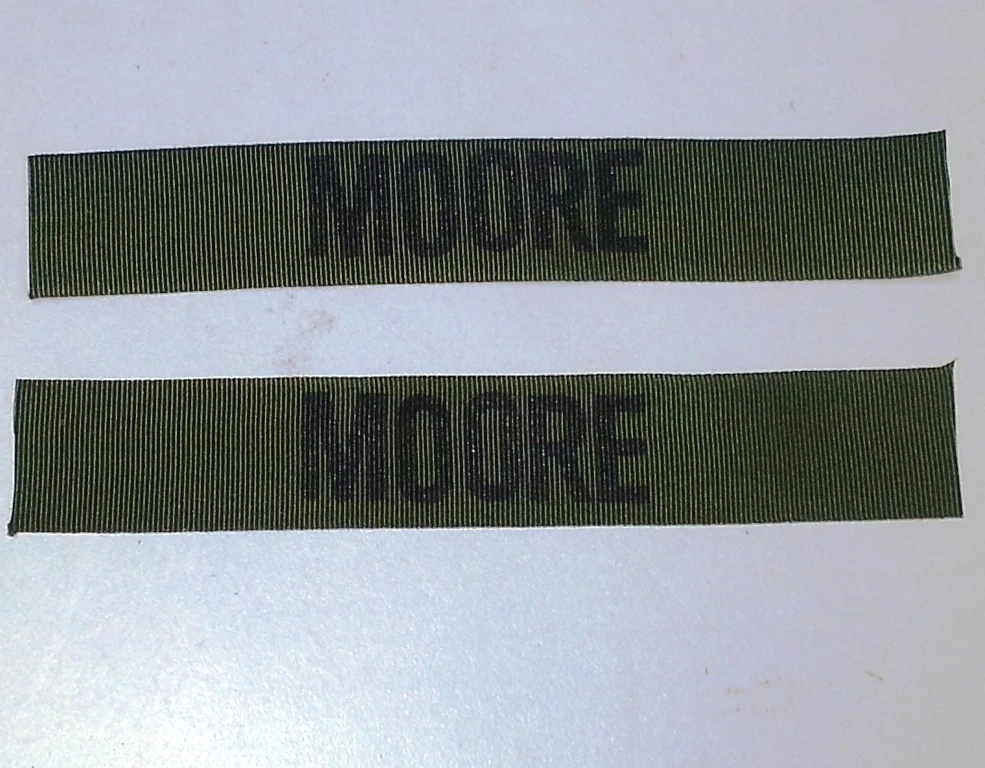 Name Tape Set (2), Stamped, OD Green NYLON - Image 1