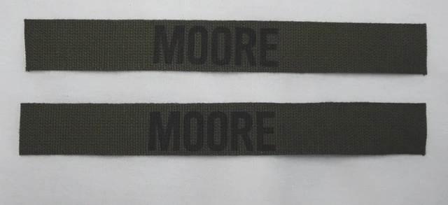Name Tape Set (2), Stamped, OD Green COTTON - Image 1