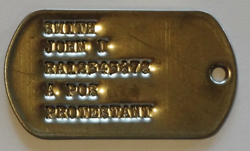 Military Dog Tags No Notch (Vietnam - Current)